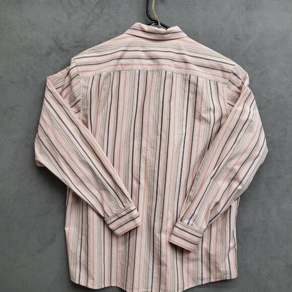 Claiborne Men's XL White/Pink Striped Cotton‎ Button Up Long Sleeve Men - Picture 2 of 5